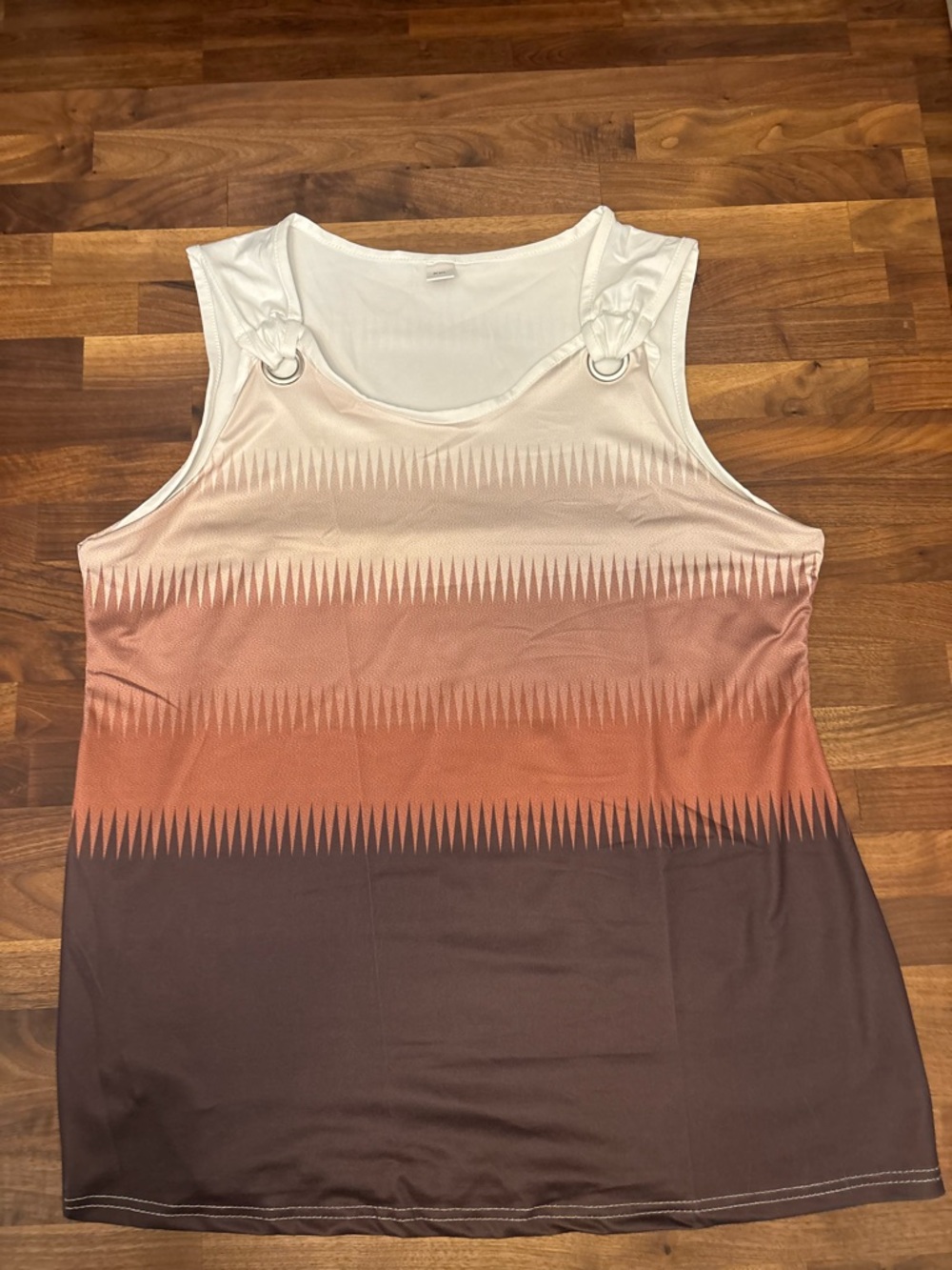 Sleeveless Ombre Stripe Tank Top - White to Brown